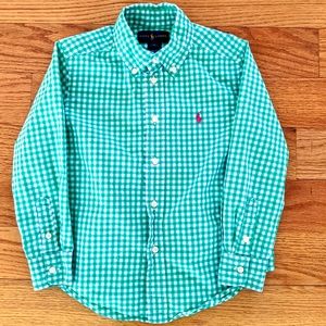 Boys Size 5 Ralph LaurenGreen and White Shirt